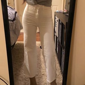 White high waisted wide leg jeans size 0
